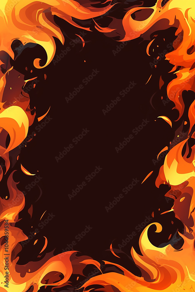 fiery border fire frame with black background generated by AI fiery border fire frame with black background generated by AI