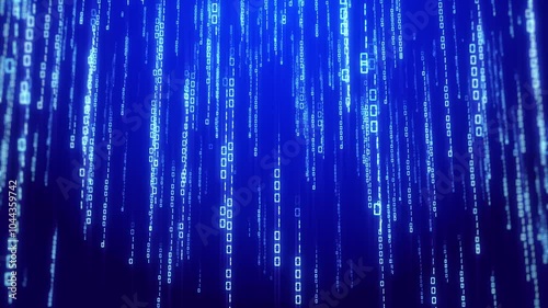 Digital code background with binary code falling looped for technology photo