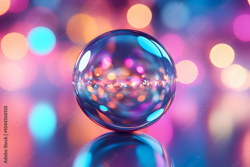 3D Render Abstract Background: Neon Bokeh Sphere 3D Render Abstract Background: Neon Bokeh Sphere