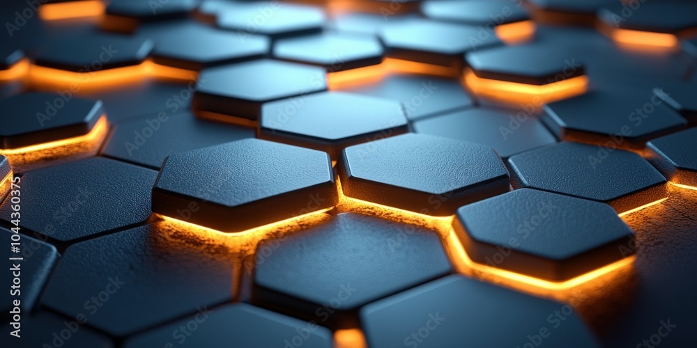 Abstract 3D Render of Illuminated Hexagon Pattern Abstract 3D Render of Illuminated Hexagon Pattern