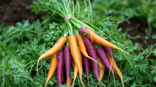 Wallpaper Mural A bunch of purple and orange carrots, freshly harvested with green leaves still attached. Torontodigital.ca
