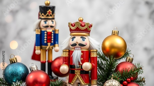 christmas decorations with two nutcrackers