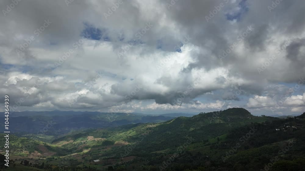 Pan shot time lapse of Landscape mountain and clouds in Thailand Pan shot time lapse of Landscape mountain and clouds in Thailand