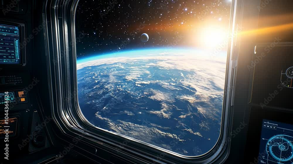 Earthrise from a Spacecraft Window, spaceship, planet, universe, galaxy, stars Earthrise from a Spacecraft Window, spaceship, planet, universe, galaxy, stars