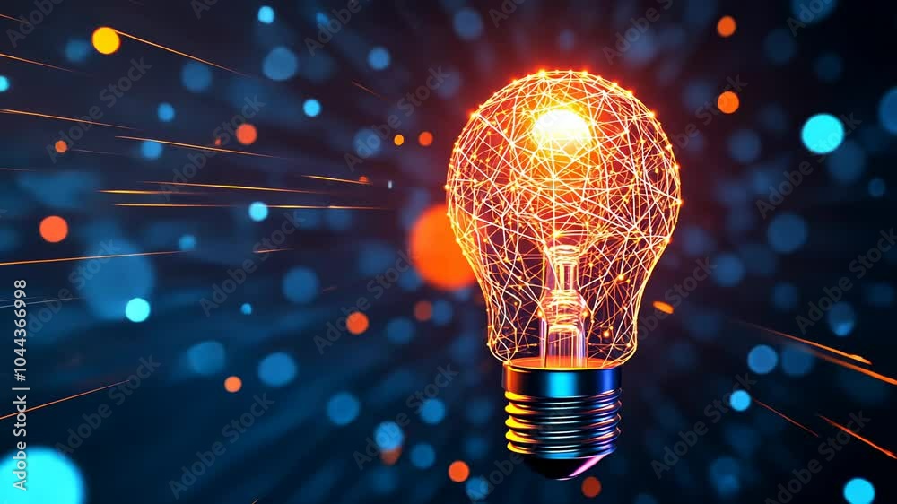 Glowing Light Bulb With Network Structure, idea, innovation, inspiration, creativity, technology