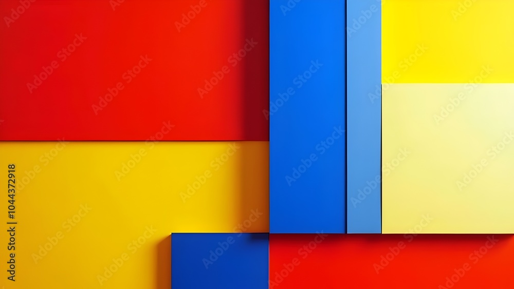 Fototapeta premium A Background Featuring Large, Bold Blocks of Red, Blue, and Yellow with Clean Lines and Sharp Edges for Balanced Simplicity
