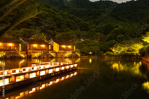 Zhejiang Province Shaoxing City - Night view of Gujian Hotel photo