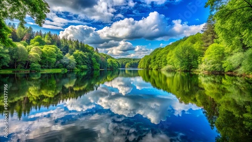 Serene Tranquility of a Waterway Reflected in a Sky of Shifting Clouds
