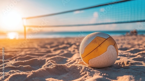 Wallpaper Mural Beach Volleyball. Game ball under sunlight and blue sky. Torontodigital.ca