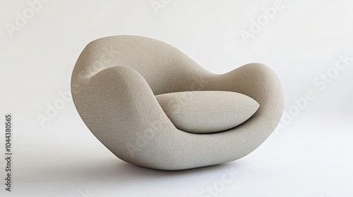 A Modern, Organic-Shaped Armchair with Upholstery