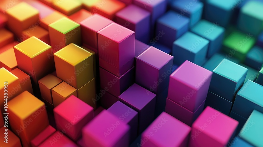 Abstract Background of Stacked Colorful Cubes Abstract Background of Stacked Colorful Cubes