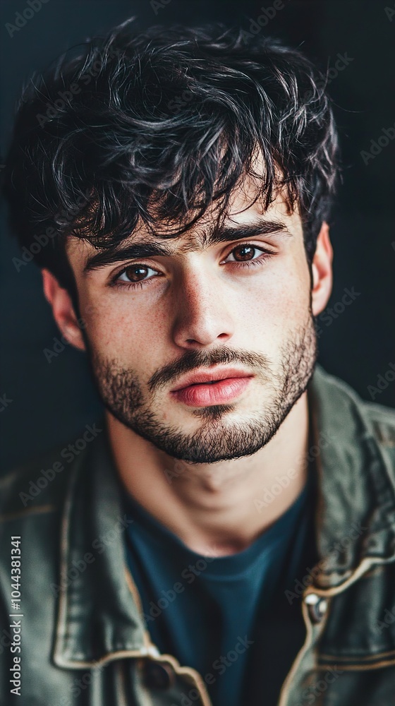 Fototapeta premium Handsome Young Man Portrait with Serious Expression