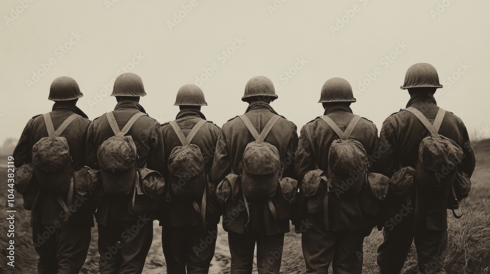 illustration of a row of german soldiers