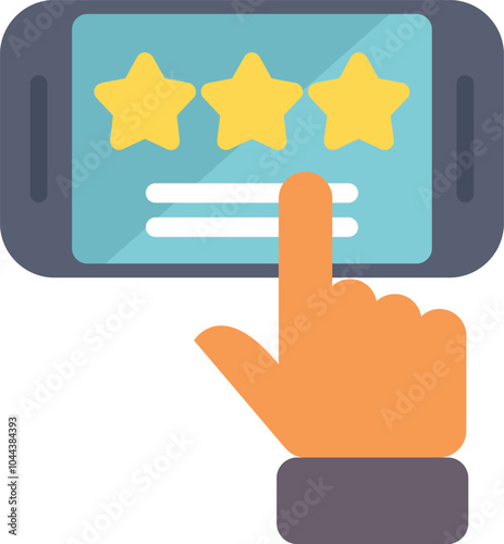 Customer is leaving a five star rating on a service review using a smartphone application