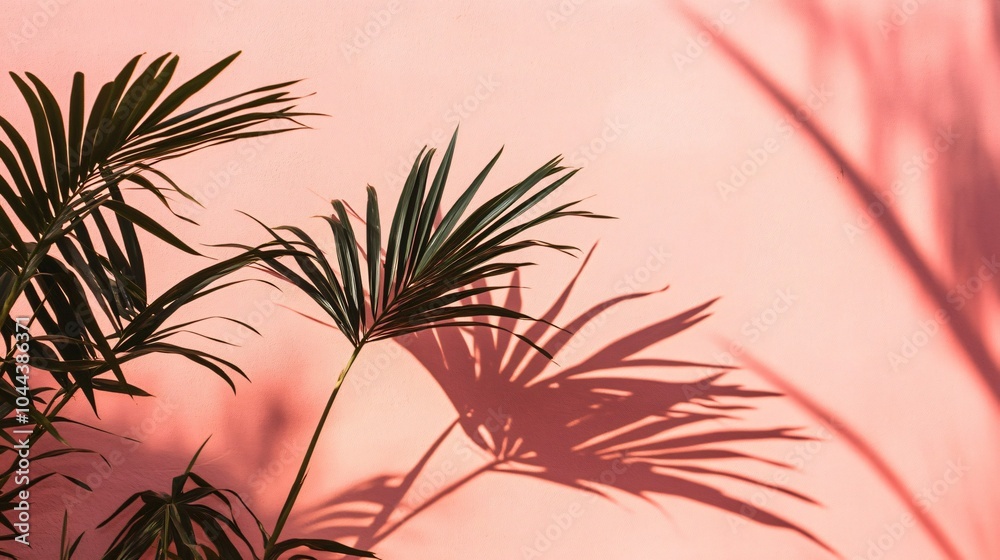 Palm Leaf Shadow on Pink Wall Palm Leaf Shadow on Pink Wall