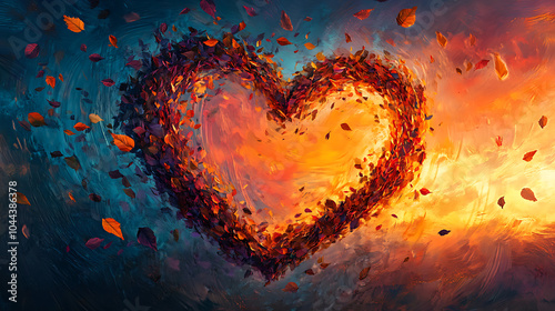 Autumn Leaves Swirl into a Heart of Gratitude