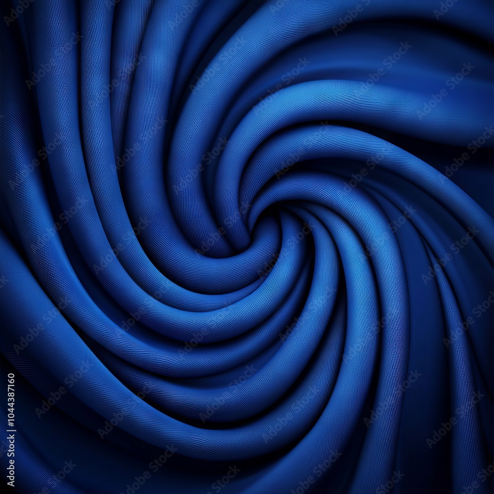 A swirling pattern of deep blue fabric creating a sense of depth and movement. A swirling pattern of deep blue fabric creating a sense of depth and movement.