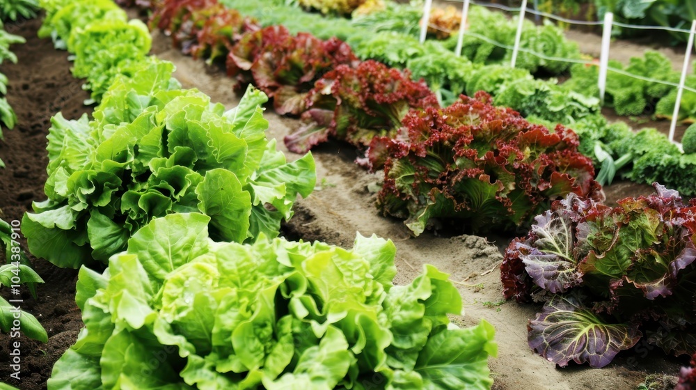 Modern Greenhouse with Vibrant Rows of Vegetables Modern Greenhouse with Vibrant Rows of Vegetables