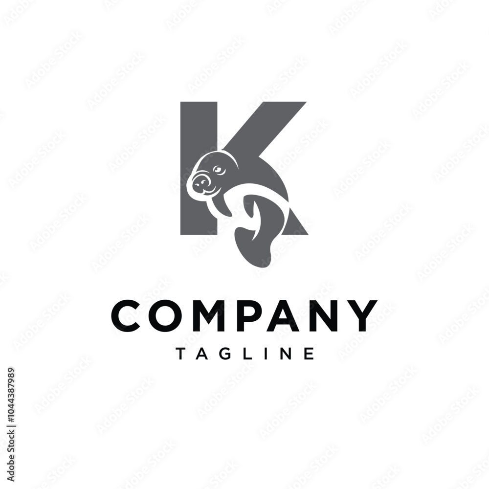 Obraz premium Letter K Dugong Logo Icon Vector.