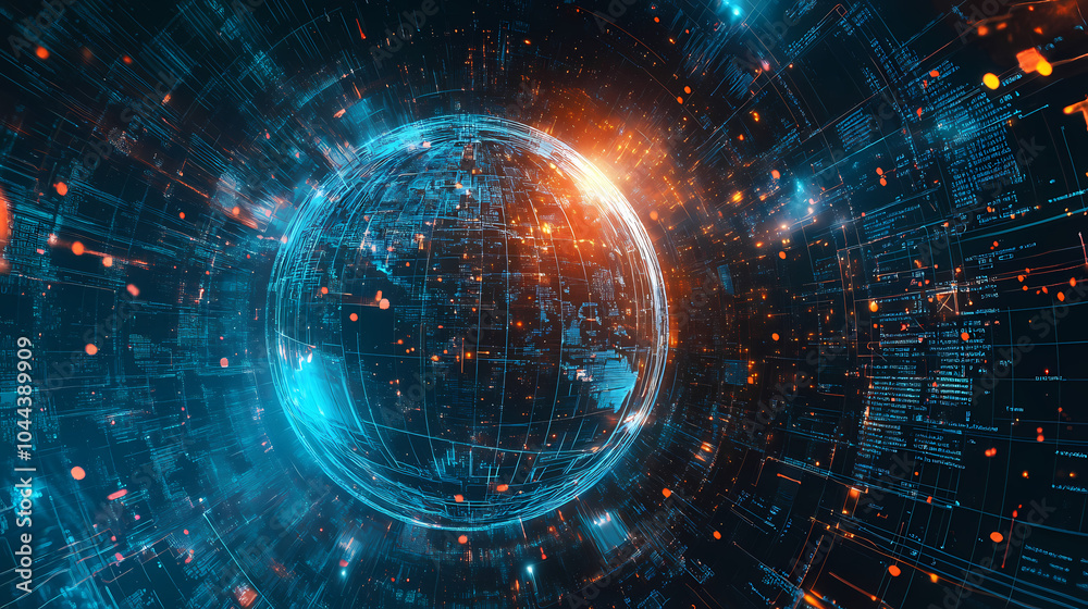 Obraz premium Modern computer technologies concept deep data mining machine learning ai and artificial intelligence. Deep Space Mining. Illustration