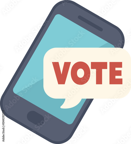 Smartphone showing vote speech bubble for online voting concept, digital poll, election internet system, referendum