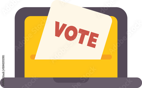 Online voting concept with a laptop inserting vote paper in ballot box for election