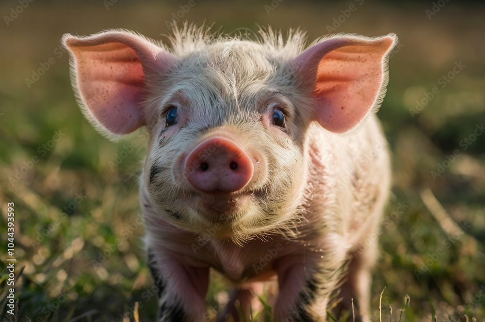 a close up of cute pink piglet a close up of cute pink piglet
