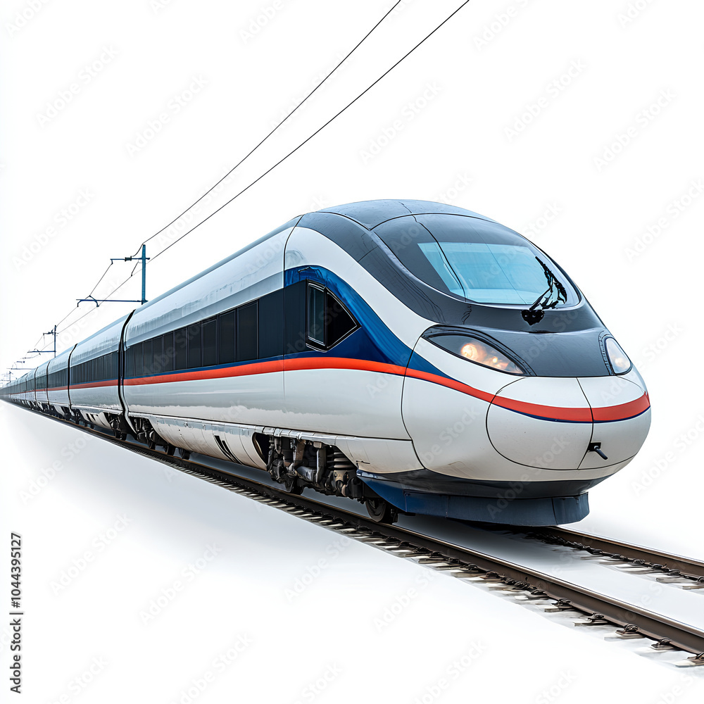 Fototapeta premium Modern High Speed Train On Tracks In Winter