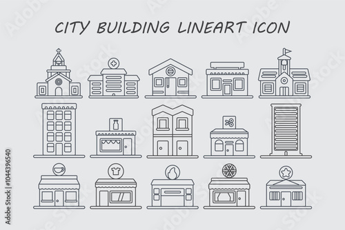 City building lineart icon collections