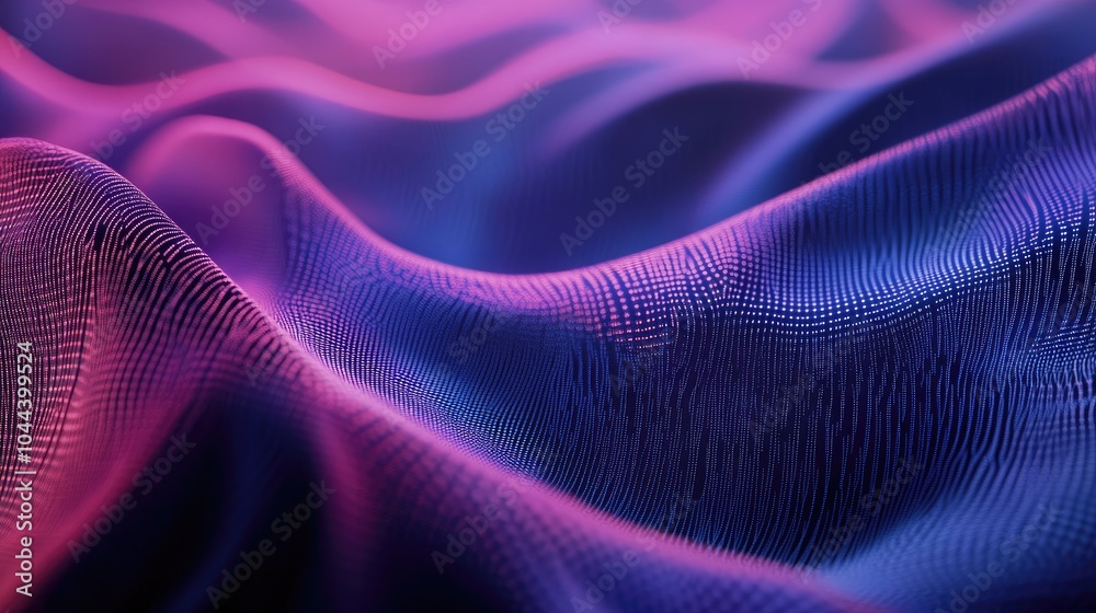 Abstract Purple and Blue Wavy Pattern with Glowing Dots Abstract Purple and Blue Wavy Pattern with Glowing Dots