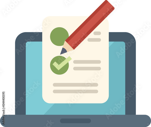 Concept of online testing, completing a form or answering a questionnaire on a computer