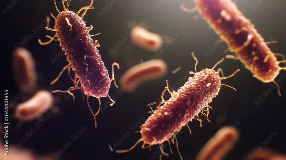 Fototapeta premium Ancient microbes under microscope reveal intricate cellular structures, showcasing their mysterious and ancient nature, ideal for scientific and educational content.