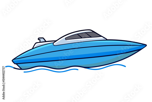 Speedboat on Water | isolated vector silhouette illustration on white background