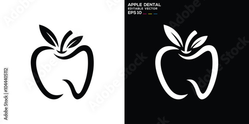 Apple fruit and dental logo, illustration icon symbol EPS 10