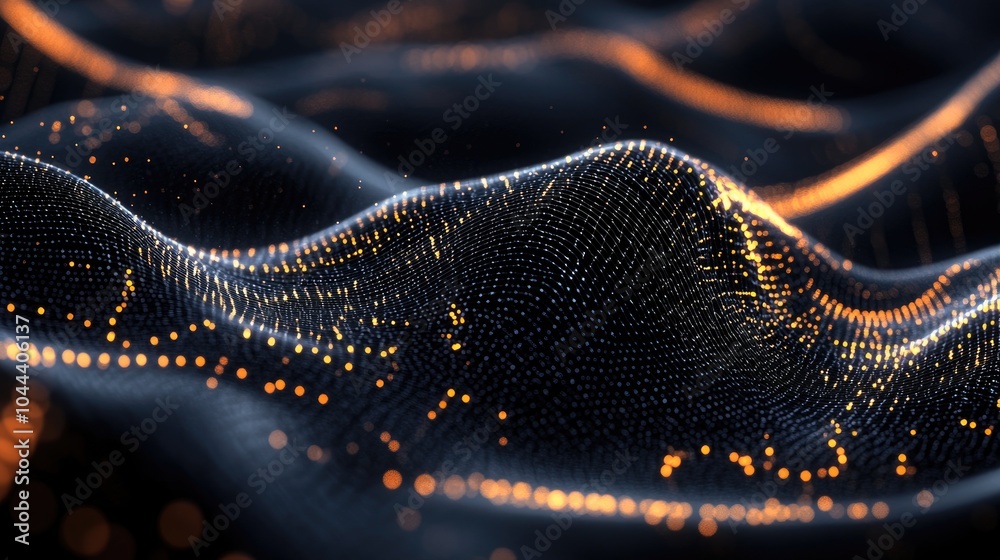 Abstract Wavy Pattern with Golden Lights Abstract Wavy Pattern with Golden Lights