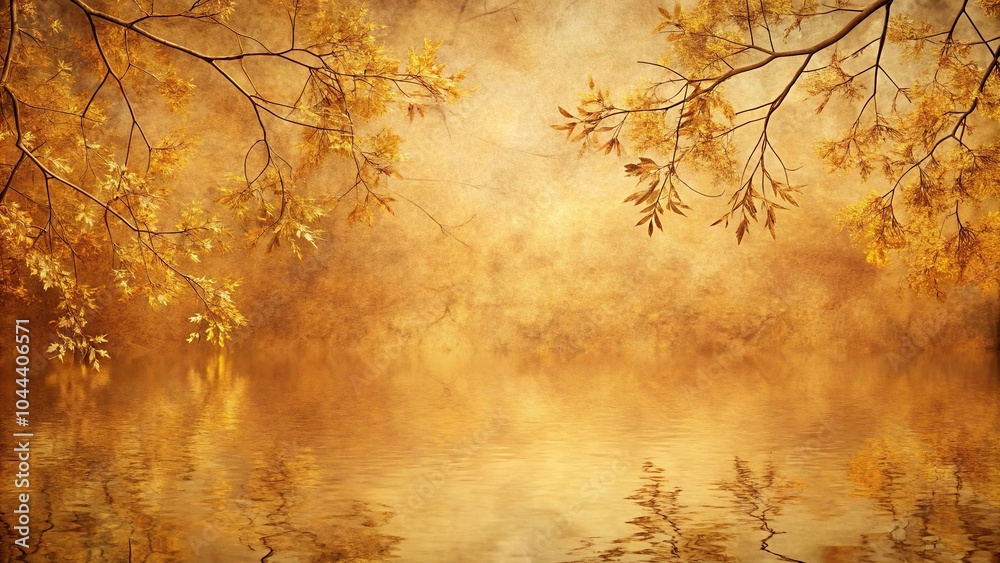Obraz premium Reflected autumn background with craft paper and brown plants