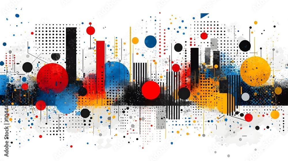 Obraz premium Captivating abstract showcasing a transformation from geometric shapes into mesmerizing digital art patterns representing creativity innovation and visually striking design