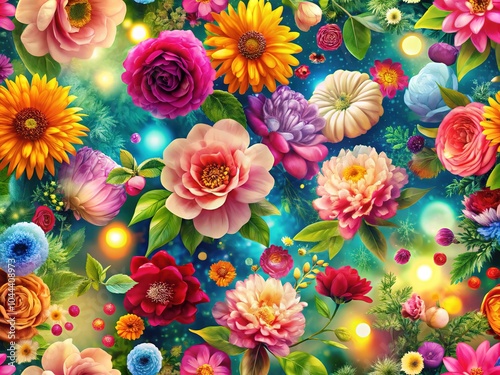 A breathtaking seamless floral design characterized by vibrant hues and sophisticated elegance, ideal for enhancing backgrounds and textiles with a touch of nature's beauty.