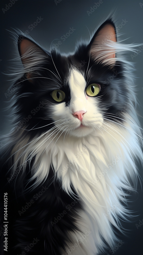 beautiful cat portrait, black and white cat painting, cat portrait, cavoido.studio, beautiful cat portrait, black and white cat painting, cat portrait, cavoido.studio,