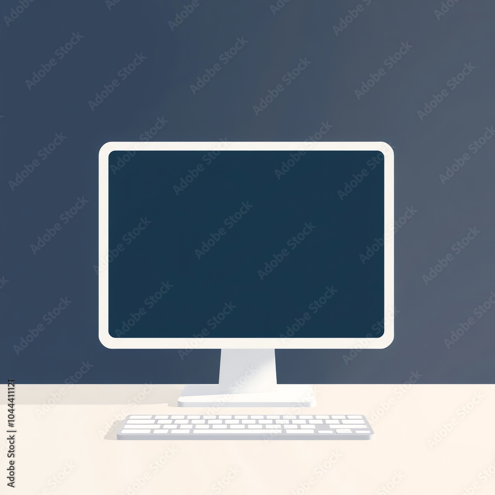illustration a blank sign monitor screen copy space with simple keyboard illustration a blank sign monitor screen copy space with simple keyboard