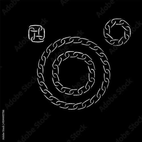 Chains hand drawing vector isolated on black background.