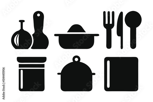 Set of Cocina black icons design isolated on white background