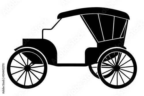 Rickshaw on Street | isolated vector silhouette illustration on white background