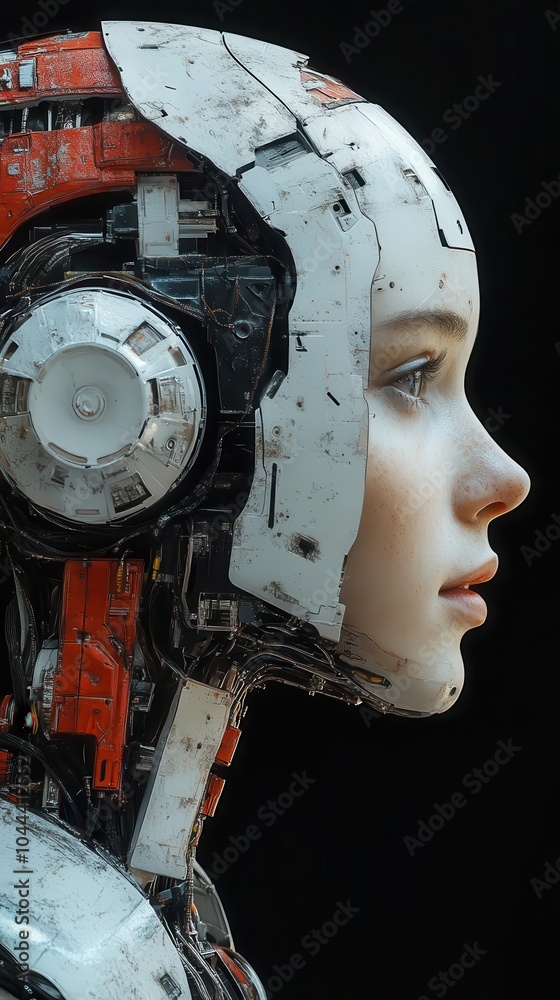 futuristic female humanoid robots intertwined in an artistic collage on a stark black background showcasing innovation and technology futuristic female humanoid robots intertwined in an artistic collage on a stark black background showcasing innovation and technology