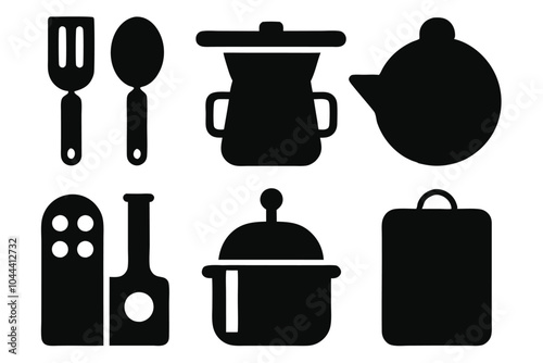 Set of Cocina black icons design isolated on white background