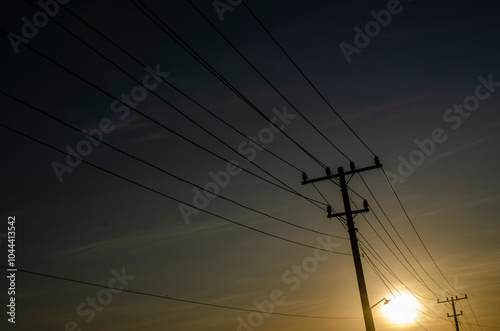 power lines at sunset
