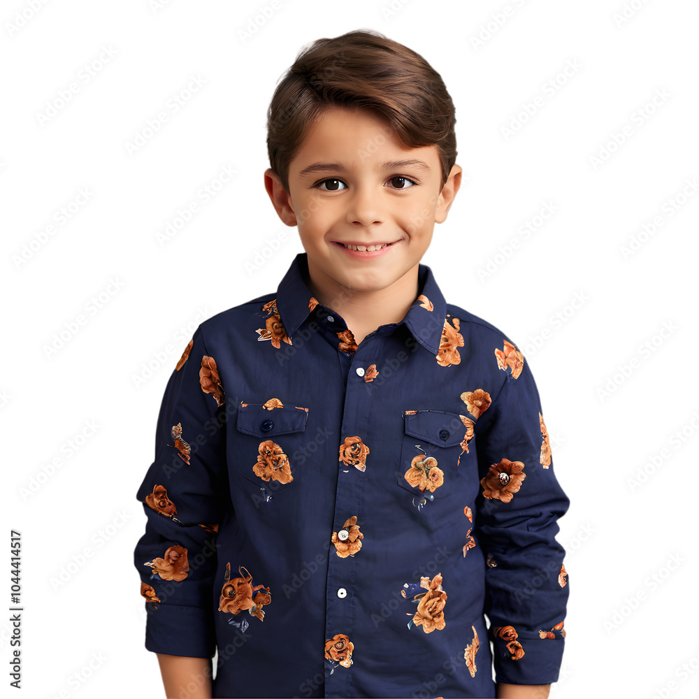 Portrait of a cute brunette boy wearing shirt created with generative Ai Portrait of a cute brunette boy wearing shirt created with generative Ai