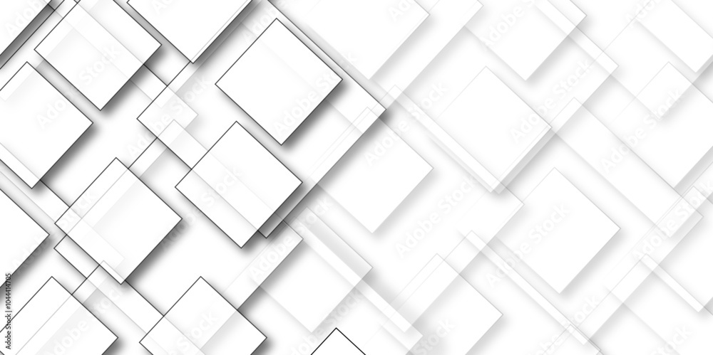 Abstract gray geometric modern rectangle background Neomorphs design. White geometric abstract background with rhombus in sunlight with strict light shadows as tile pattern, 