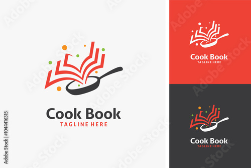 Pan and book for cook book logo design