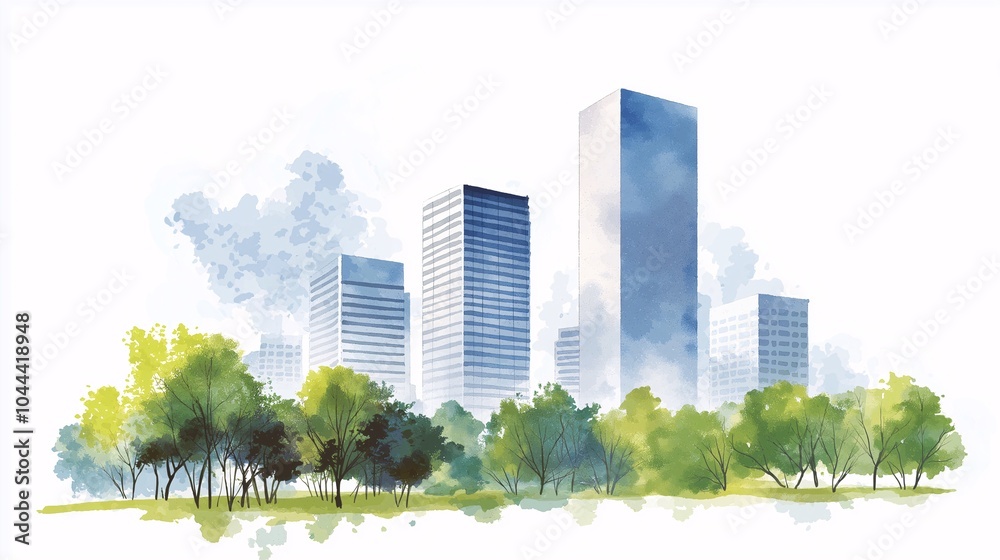 Obraz premium Modern Cityscape Sketch of Urban Landscape